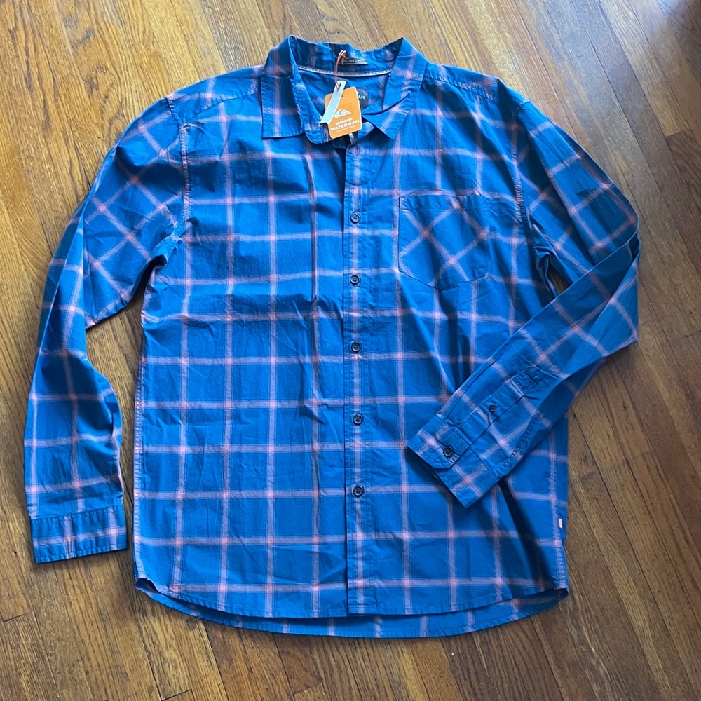 Men's Quicksilver Blue Plaid Button-Up Shirt